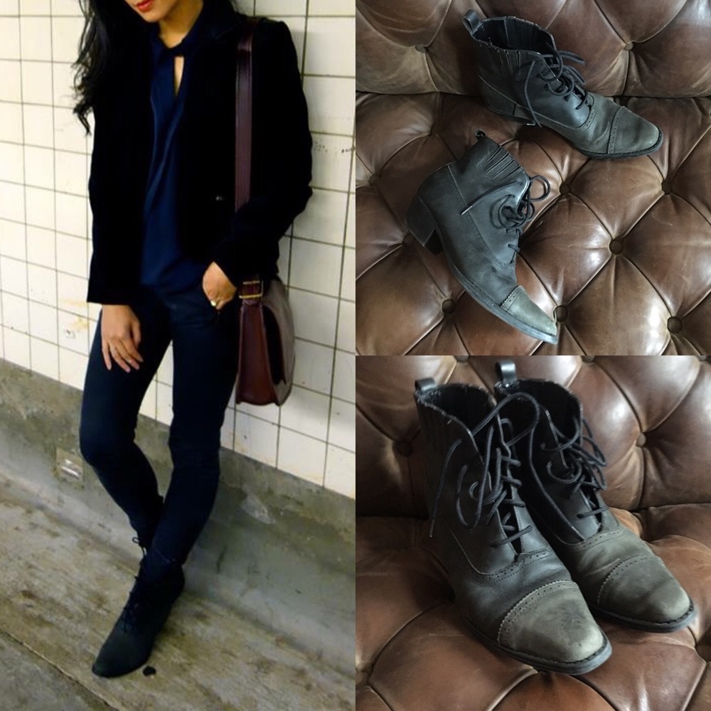 VINTAGE DARK GRAY LACEUP COMBAT BOOTS 8/8.5
